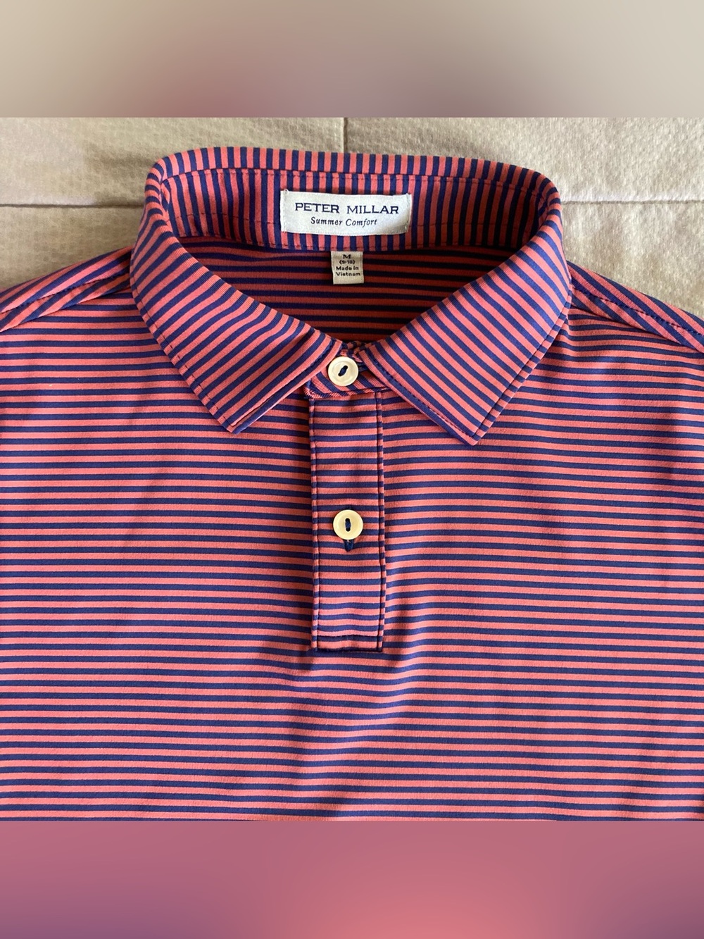 Peter Millar Summer Comfort Golf Polo Shirt Youth Boys Medium 9-10 Blue Orange